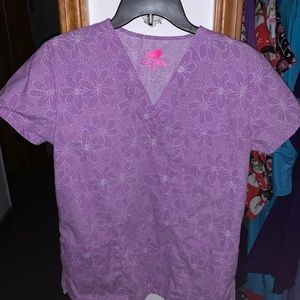 Purple flower scrub Top